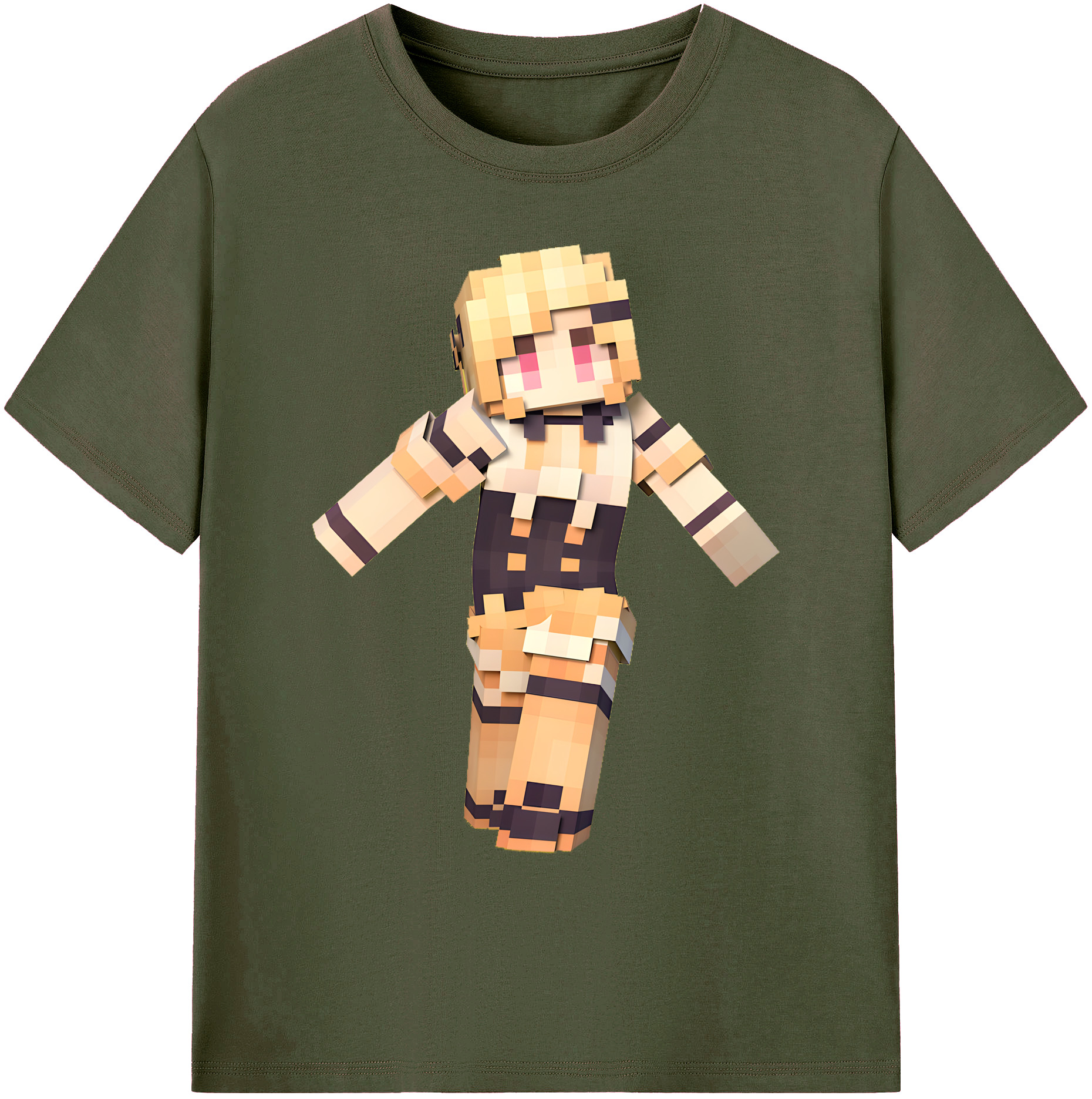 （画像用） マインクラフト ブロックの世界 Minecraft MC Block world 綿100％ メンズ半袖Tシャツ｜肌触りやわらか＆通気性